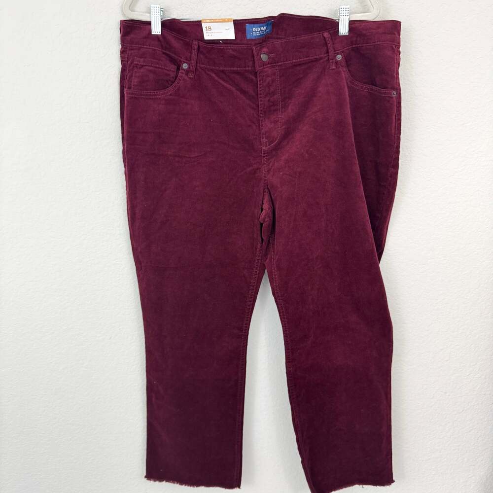 Old Navy Womens Mid Rise Flare Ankle Pant Size 18 Velvet Corduroy Winter Wine